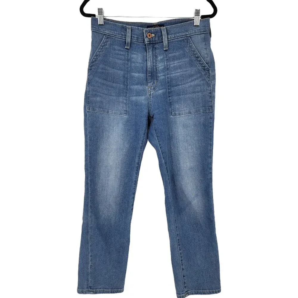 J. Crew Mercantile Straight High Rise Patch Pocket Medium Wash Jeans Size 27
